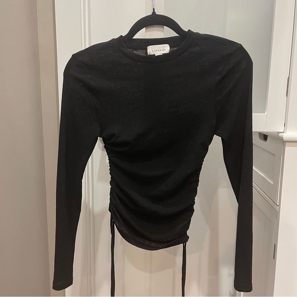 Topshop Y2K top with drawstring ruched sides